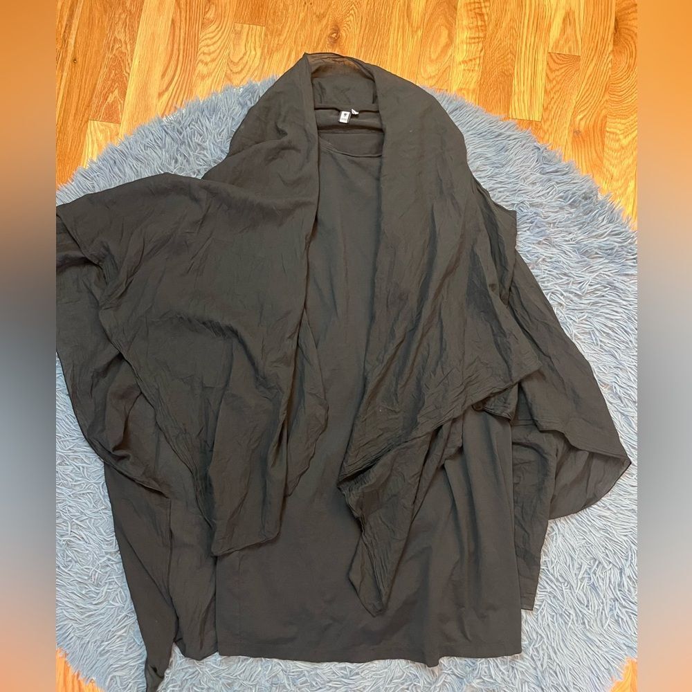 European Culture Black Lagenlook Cotton Cape Dress Size L